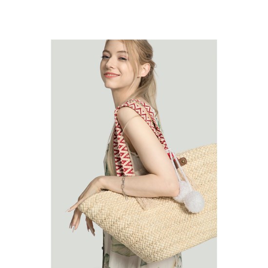 Hand-woven bag, changing bag, solid color straw bag - Memoo.com