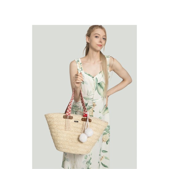 Hand-woven bag, changing bag, solid color straw bag - Memoo.com