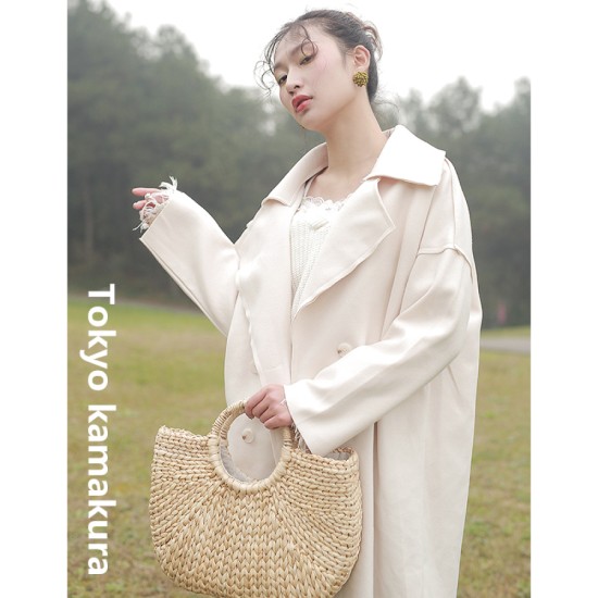 Original handmade handmade round handle straw bag handbag - Memoo.com