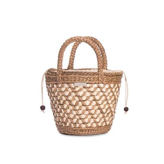 Straw bag fresh casual portable bucket bag - Memoo.com