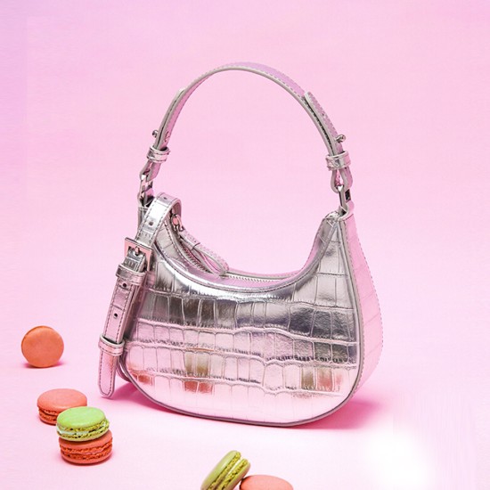 Crossbody bag Single shoulder handbag Underarm bag silver pink bag - Memoo.com