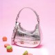 Crossbody bag Single shoulder handbag Underarm bag silver pink bag - Memoo.com