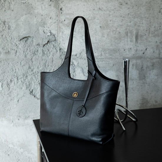 Large-capacity commuter Tote bag double-sided plant-tanned leather one-shoulder tote woman - Memoo.com