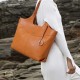 Large-capacity commuter Tote bag double-sided plant-tanned leather one-shoulder tote woman - Memoo.com