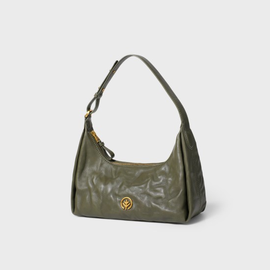 Cowhide dumpling-shaped underarm crossbody shoulder bag - Memoo.com