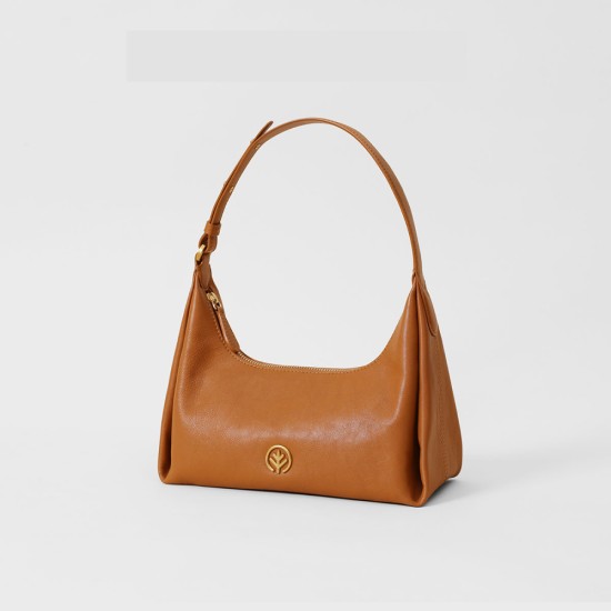 Cowhide dumpling-shaped underarm crossbody shoulder bag - Memoo.com