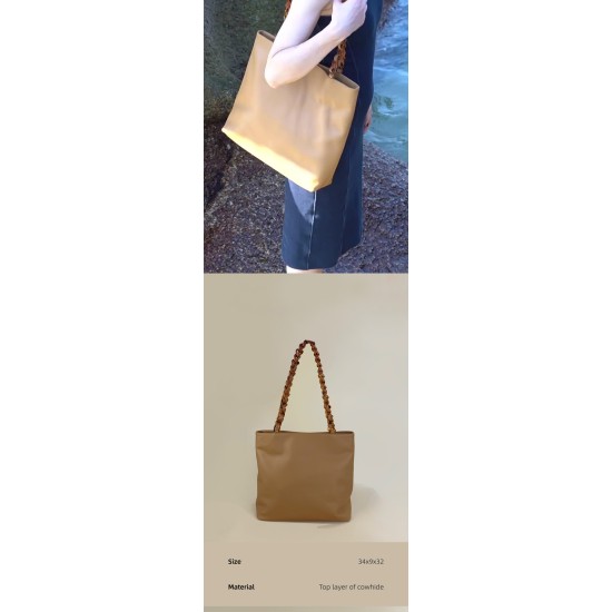 Top layer cowhide tote bag - Memoo.com