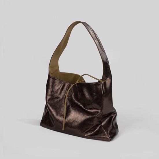 Sequin textured top layer cowhide pocket bag - Memoo.com