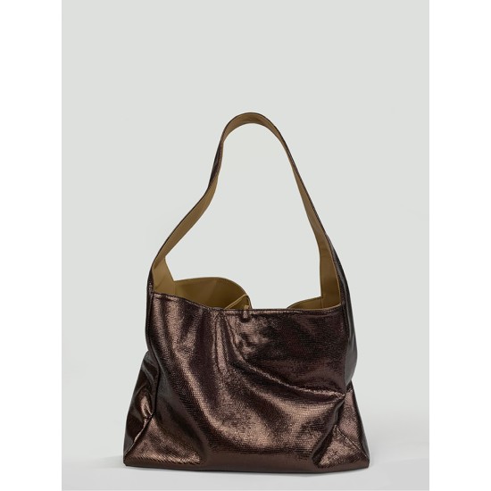 Sequin textured top layer cowhide pocket bag