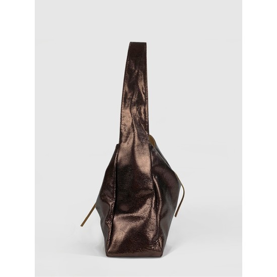 Sequin textured top layer cowhide pocket bag