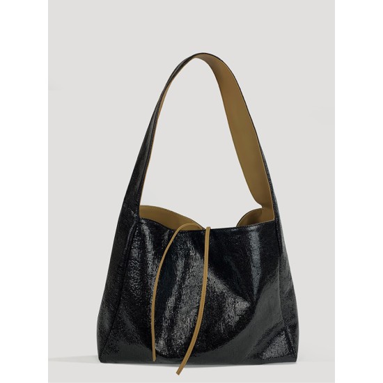 Sequin textured top layer cowhide pocket bag - Memoo.com