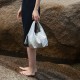 Mermaid lunch box bag silver shiny opening layer cowhide creative womens bag - Memoo.com