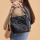 Lingge bucket bag, one shoulder crossbody, black leather handbag - Memoo.com