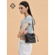 Lingge bucket bag, one shoulder crossbody, black leather handbag - Memoo.com