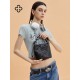 Lingge bucket bag, one shoulder crossbody, black leather handbag - Memoo.com