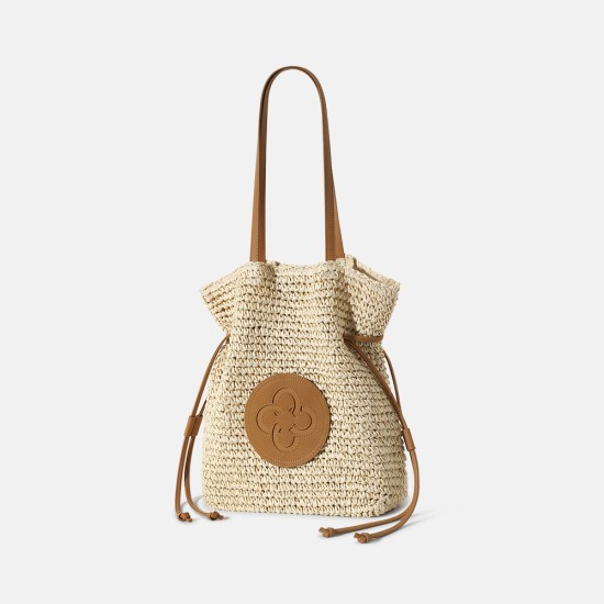 Drawstring Tote Bag Lafite Straw Woven Bag - Memoo.com