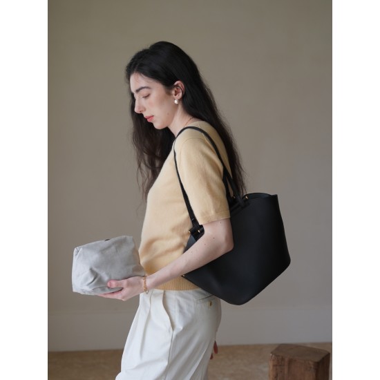 Leather vintage bucket Tote Underarm bag shoulder bag - Memoo.com