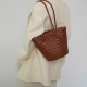 French basket cowhide woven handbag lady