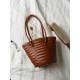 French basket cowhide woven handbag lady - Memoo.com