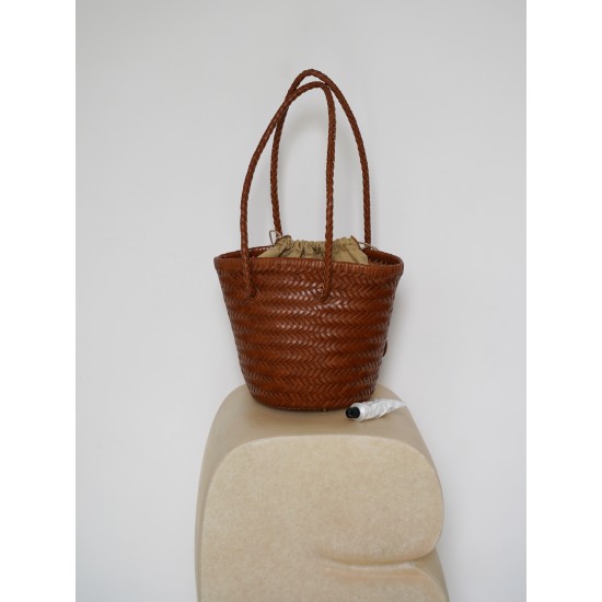 French basket cowhide woven handbag lady