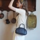 Top layer cowhide retro egg shaped shell bag, single shoulder crossbody handbag, mini womens bag - Memoo.com