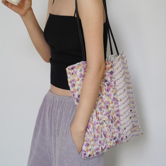 Handmade cloth bag, small floral sequin splicing, single shoulder handbag - Memoo.com