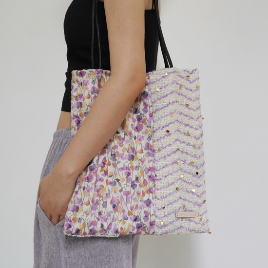 Handmade cloth bag, small floral sequin splicing, single shoulder handbag - Memoo.com