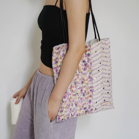 Handmade cloth bag, small floral sequin splicing, single shoulder handbag - Memoo.com