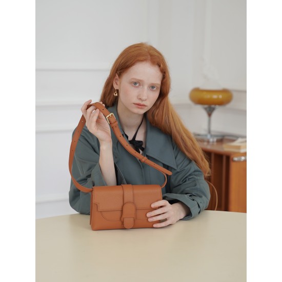 Vintage cowhide crossbody womens bag, chest bag, small bag, genuine leather waist bag - Memoo.com