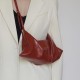 Head layer cowhide oil wax shoulder bag, crossbody bag, hand-held cow horn bag, folding bag - Memoo.com