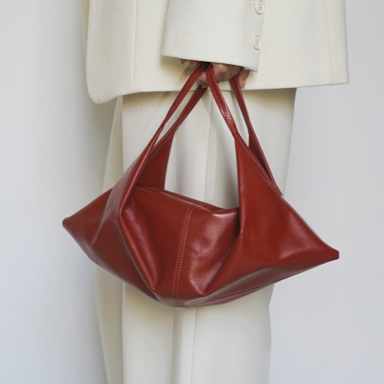 Head layer cowhide oil wax shoulder bag, crossbody bag, hand-held cow horn bag, folding bag - Memoo.com