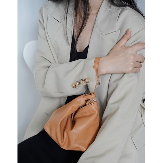 Small original cowhide zipper Wonton leather handbag antique bag - Memoo.com