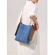 Hanging ear tote bag denim denim patchwork leather commuting shoulder bag - Memoo.com