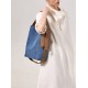 Hanging ear tote bag denim denim patchwork leather commuting shoulder bag - Memoo.com