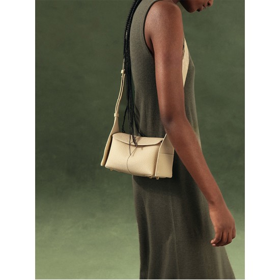 Hanging Ear Series Mini Roof Cover Leather Commuter Crossbody Hobo Bag - Memoo.com