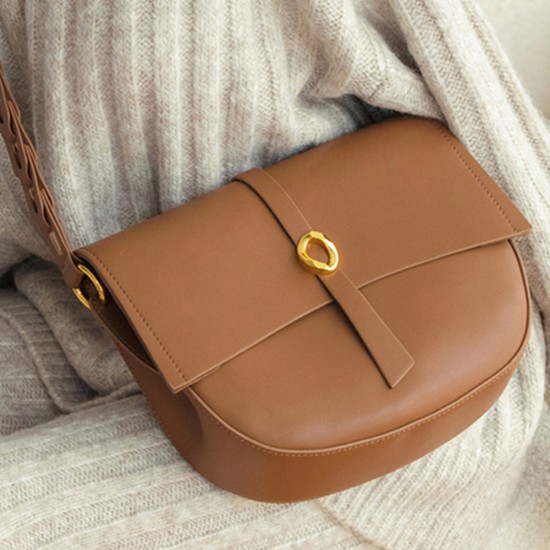 Half circle saddle bag, women's crossbody leather shoulder bag