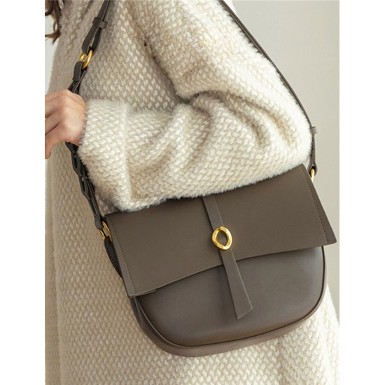 Half circle saddle bag, women's crossbody leather shoulder bag