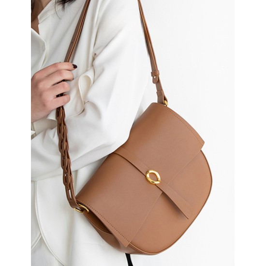 Half circle saddle bag, women's crossbody leather shoulder bag