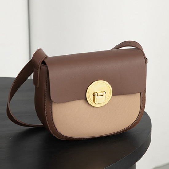 Cross shoulder bag, women's bag, single shoulder commuting, genuine cowhide, retro semi-circular saddle bag