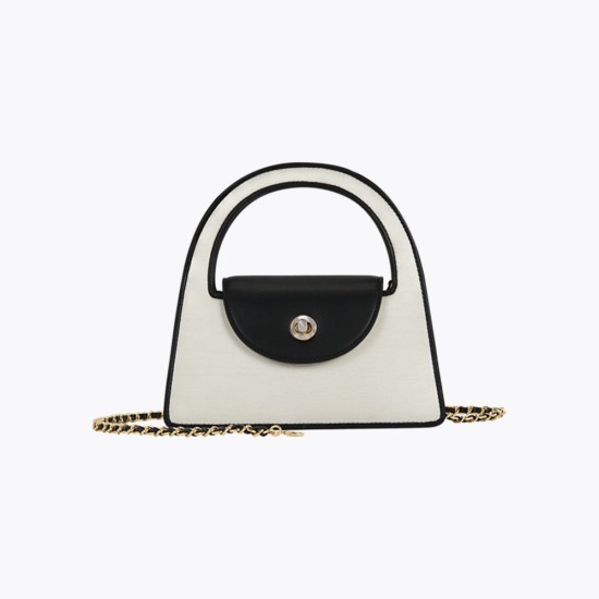 Compact handbag in black and white contrasting fashion - Memoo.com