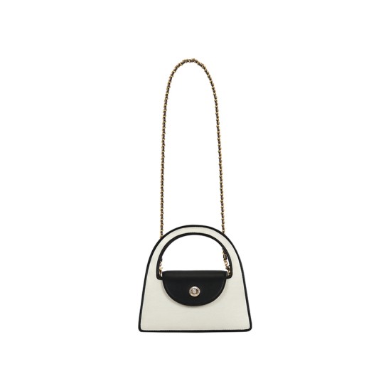 Compact handbag in black and white contrasting fashion