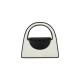 Compact handbag in black and white contrasting fashion