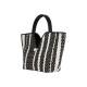 Striped casual pearl clasp fanned shoulder bag - Memoo.com