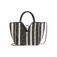 Striped casual pearl clasp fanned shoulder bag - Memoo.com