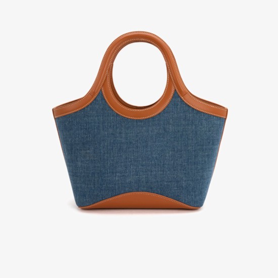 Denim tote bag in contrasting commuter tote bag - Memoo.com