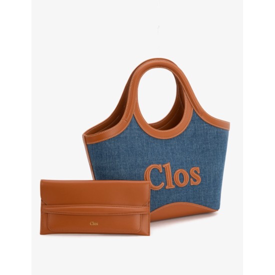 Denim tote bag in contrasting commuter tote bag