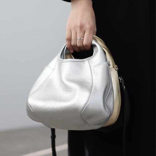 silver leather clutch bag