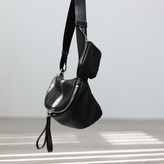 Simple chest bag, womens designer crossbody bag, textured belt bag - Memoo.com