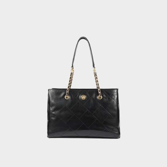 One-shoulder high-capacity commuter womens cowhide tote bag chain bag - Memoo.com