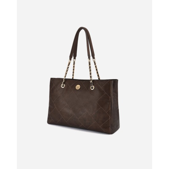 One-shoulder high-capacity commuter womens cowhide tote bag chain bag - Memoo.com